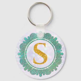 Chaveiro Letras Iniciais de Monograma Elegante com Mandala