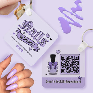 Chaveiro Letreiro Gótico Roxo Código Qr Técnica de Unha