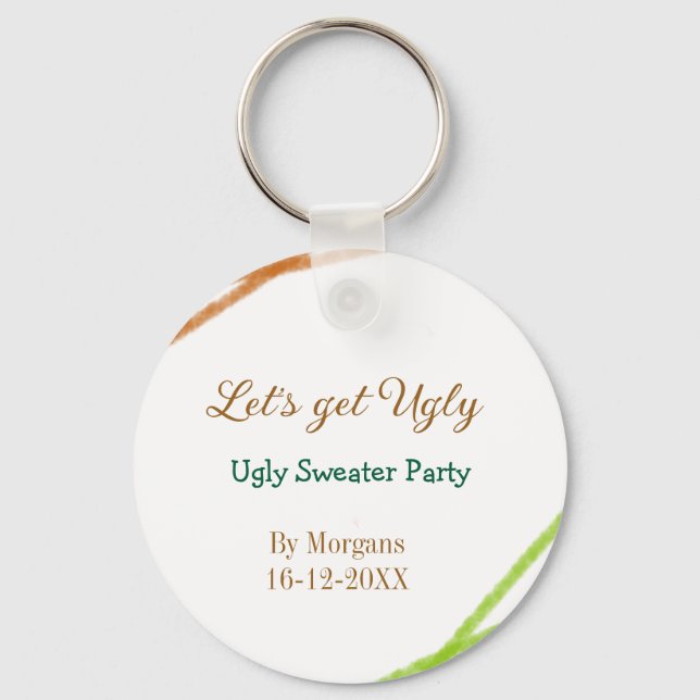 Chaveiro Let's get ugly Christmas ugly sweater Partyorange  (Frente)