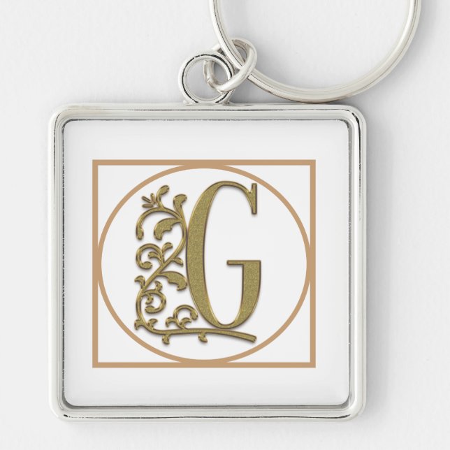Chaveiro LETTER G MONOGRAM Belo Casamento Novo Presente Dom (Frente)