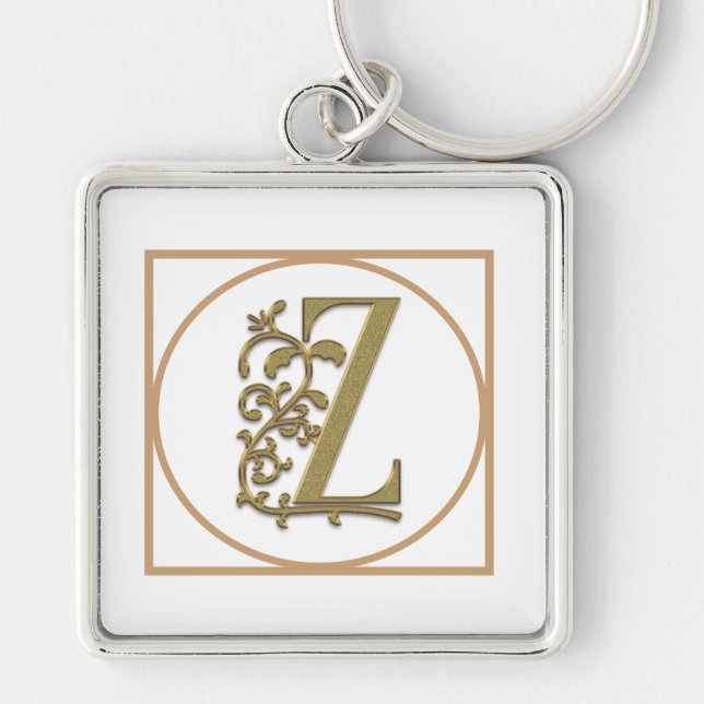 Chaveiro LETTER Z MONOGRAM Belo Casamento Novo Presente Dom (Frente)