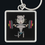 Chaveiro Levantamento de Peso de Rato de Gym<br><div class="desc">Gym Rat design mostra um grande puxador de força de um rato levantando um bar com pesos pesados. Para ratos-ginástica e entusiastas do levantamento de pesos.</div>