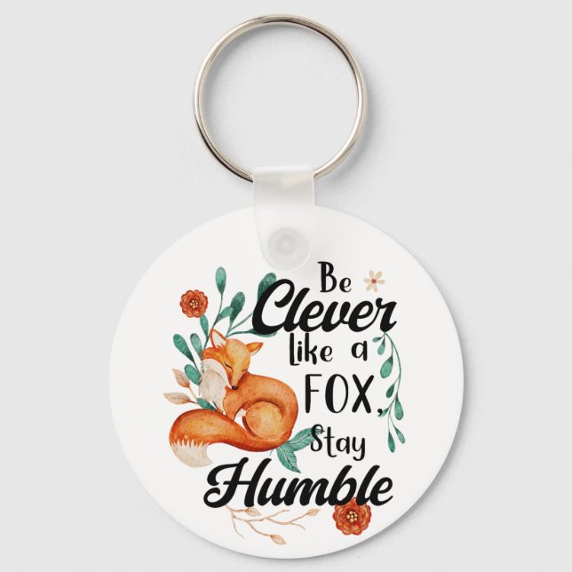 Chaveiro Leve Como Raposa, Humilde, Floral De Madeira (Frente)