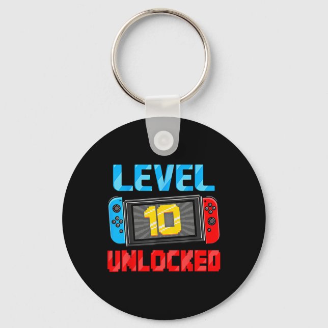Chaveiro Level 10 Unlocked Gamer 10th Birthday Gift Video G (Frente)