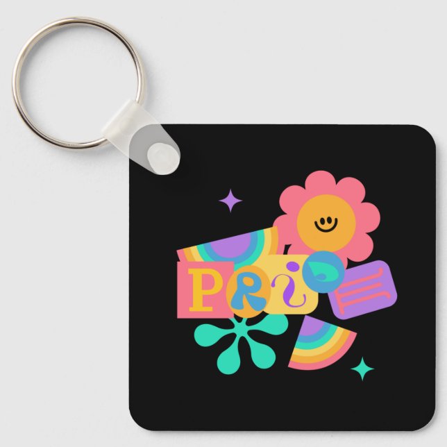 Chaveiro LGBT+orgulho. Ama arco-íris. Amor de girassol. (Frente)