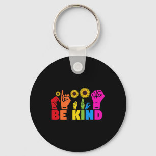 Chaveiro LGBT Rainbow Pride Mont ASL Be Kind Hand Sinal L