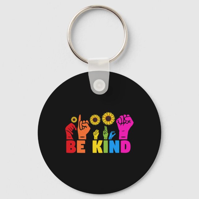 Chaveiro LGBT Rainbow Pride Mont ASL Be Kind Hand Sinal L (Frente)