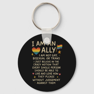 Chaveiro Lgbtq Retro Eu Sou Um Aliado Não Sou Gay Biual Ou