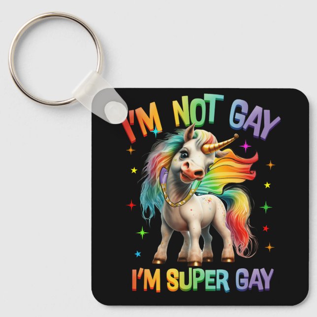 Chaveiro LGBTQ Unicorn Super Orgulho gay LGBT Ally Rainbow  (Frente)
