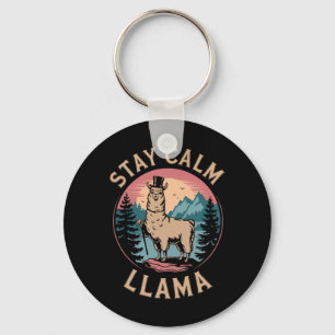 Chaveiro Lhama Fique Calmo Alpaca Engraçado Na Montanha Cam