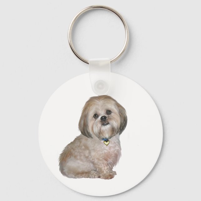 Chaveiro Lhasa Apso (A) - dourado / creme (Frente)