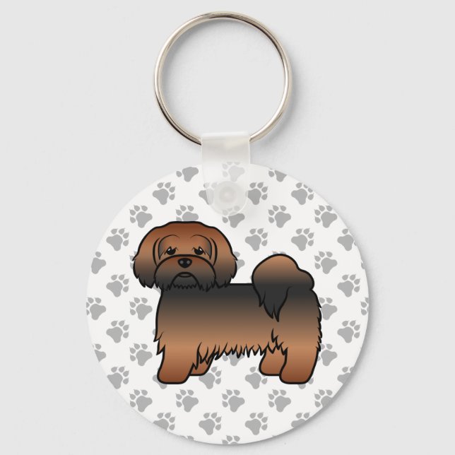 Chaveiro Lhasa Apso Sable Vermelho Cachorro de Desenho Anim (Frente)