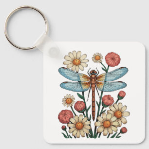 Chaveiro Libélula Floral Cottagecore Jardim Flor Natureza