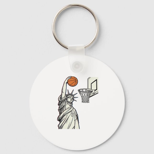 Chaveiro Liberty Basquete Enterrada Desenho de Gravura Vint (Frente)