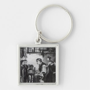 Chaveiro Libras de John que ensinam crianças em sua casa