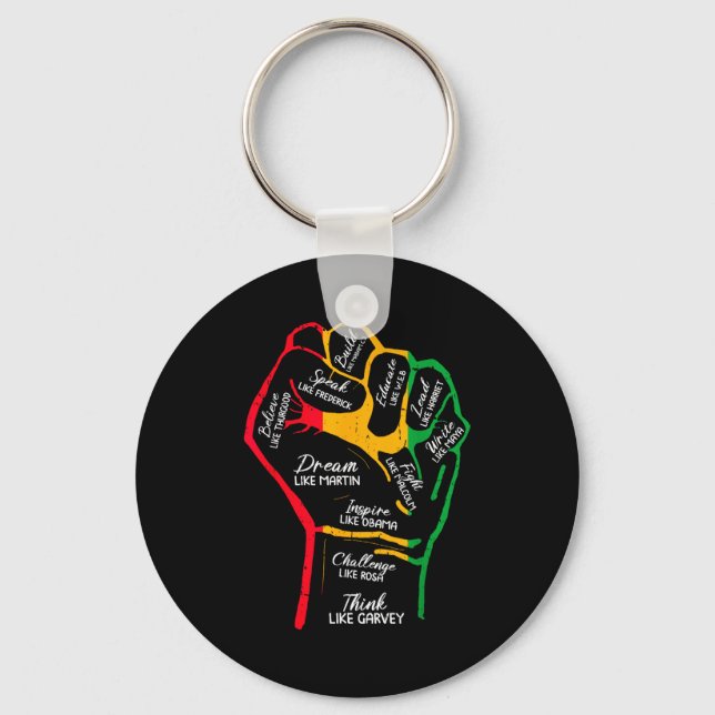 Chaveiro Líderes Negros Inspiradores Punho Poderoso Mão Mês (Frente)