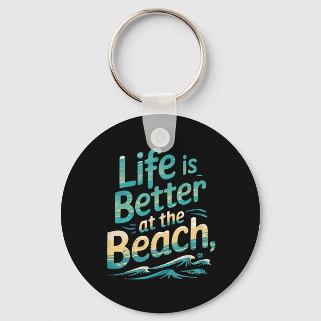 Chaveiro Life Is Better At The Beach Retro Summer Vacation  (Frente)