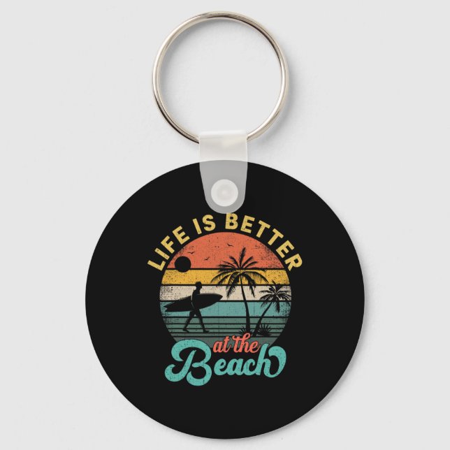 Chaveiro Life Is Better At The Beach Retro Summer Vacation  (Frente)