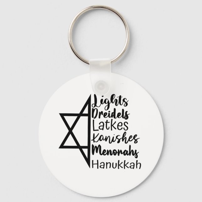Chaveiro Light Dreidel Latke Kanish Menorah Hanukkah (Frente)