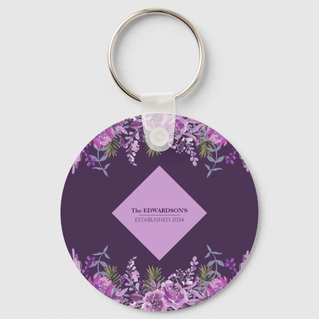 Chaveiro Lilac Lush: Folhagem e Blooms Unem-se (Frente)