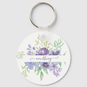 Chaveiro Lilac watercolor floral personalizado