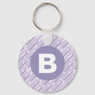 Chaveiro Lilás Moderno Roxo Listras Diagonais Monograma