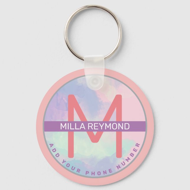 chaveiro lilás rosa com nome (Frente)