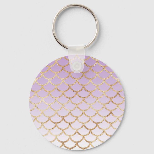 Chaveiro Lilás Rosa Dourado Sereia Brilho Faíscas (Frente)