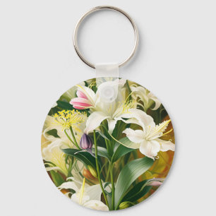 Chaveiro Lilases Brancas em Flor