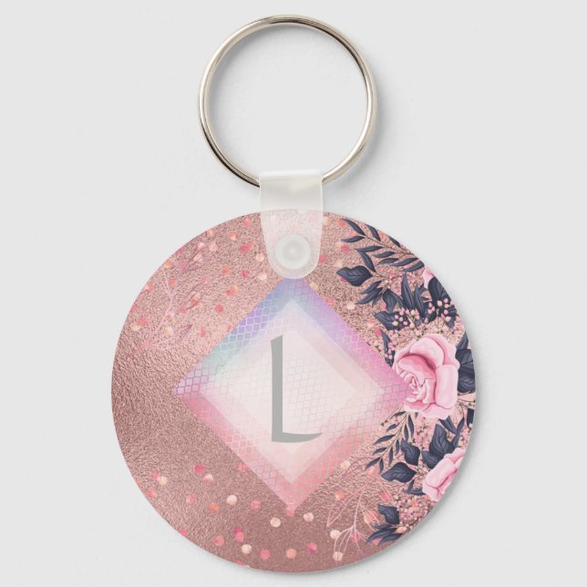 Chaveiro Lilibet Monographic Rosegold Floral ajustado para  (Frente)