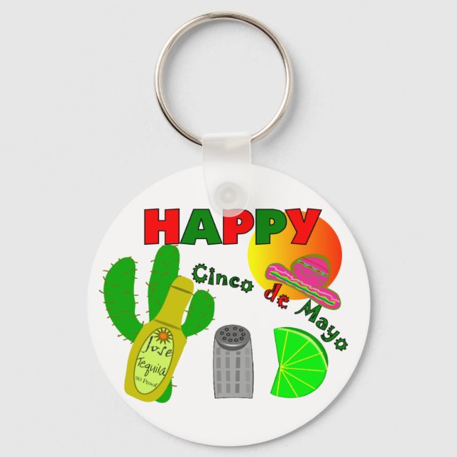 Chaveiro limão "Feliz Cinco de Mayo", Tequila e Salt Design (Frente)