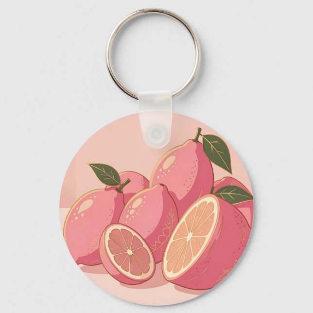 Chaveiro Limão Rosa Feminino Moderno Cítrico (Frente)