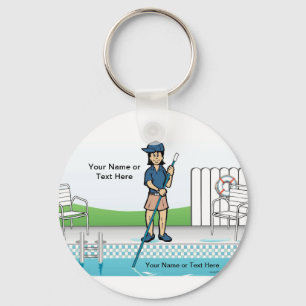 Chaveiro Limpeza de Piscinas Personalizada - Cartoon femini