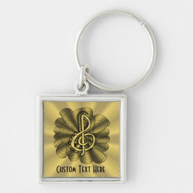 Chaveiro Limpeza Dourada de Treble de Música Personalizada (Frente)
