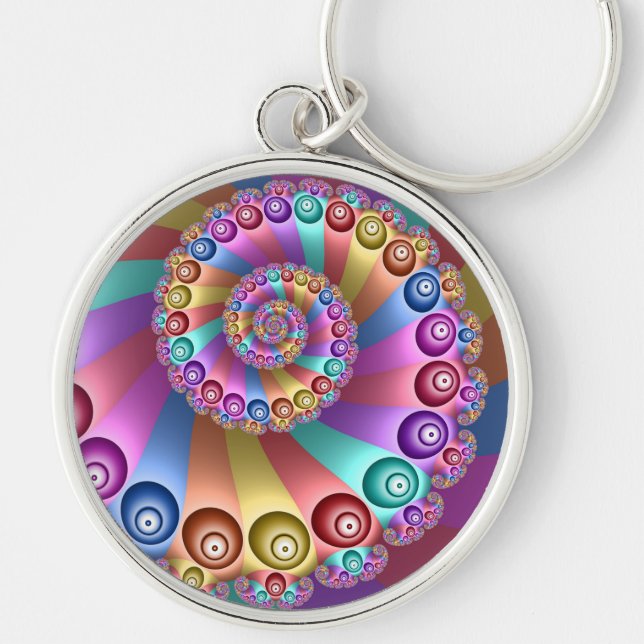 Chaveiro Linda Arco-Íris Colores Abstrato de Arte Fractal (Frente)