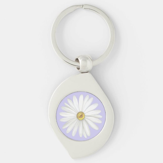 Chaveiro Linda Flor de Margarida em Periwinkle Claro (Frente)