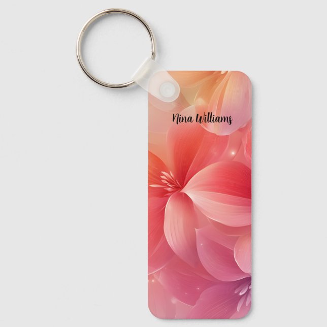 Chaveiro Linda Flor Rosa Romântica (Frente)