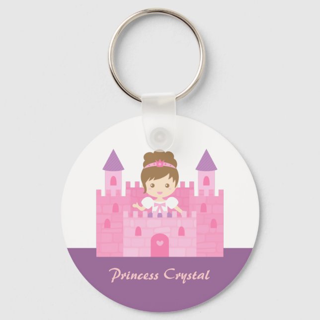 Chaveiro Linda Menina Princesa no Conto de Fadas do Castelo (Frente)