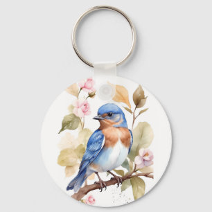Chaveiro Linda pintura de aquarela Bluebird