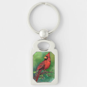 Chaveiro Linda pintura de pássaro vermelho Norte 