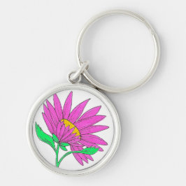 Chaveiro Linda Pintura Floral Acrílica Rosa Whymisical