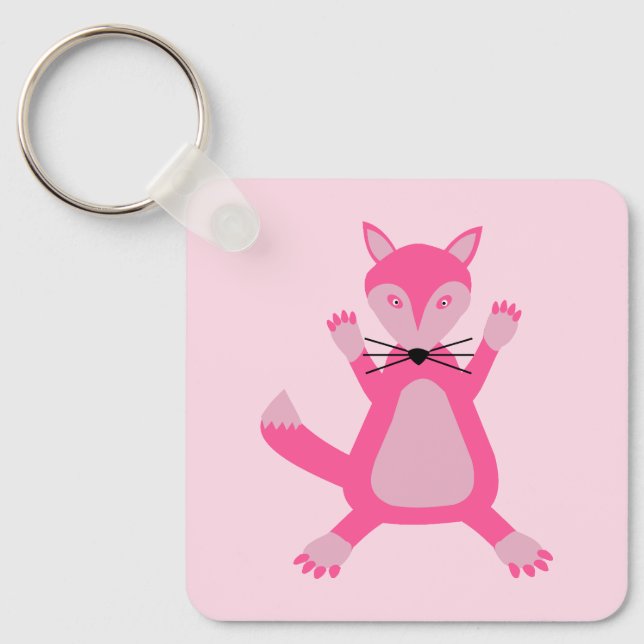 Chaveiro Linda Raposa Bebê Menina Rosa Chuveiro de Bebê Per (Frente)