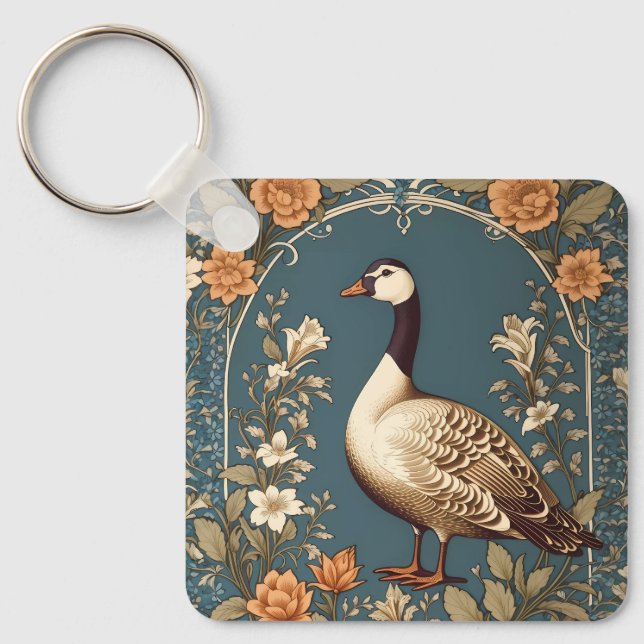 Chaveiro Linda Vintage Goose William Morris Inspirou (Frente)