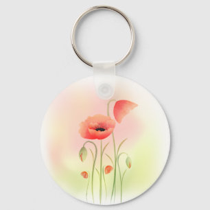 Chaveiro Linda Watercolor Poppy Flower