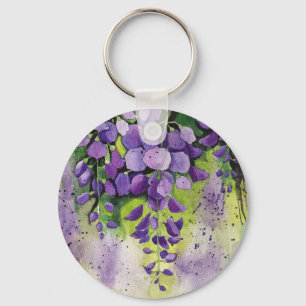 Chaveiro Lindas Flores De Wisteria Em Aquarela