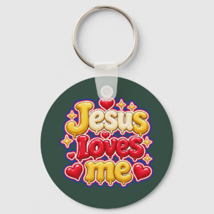 Chaveiro Lindas Letras de Bolha 3D Jesus Me Ama para Crianç