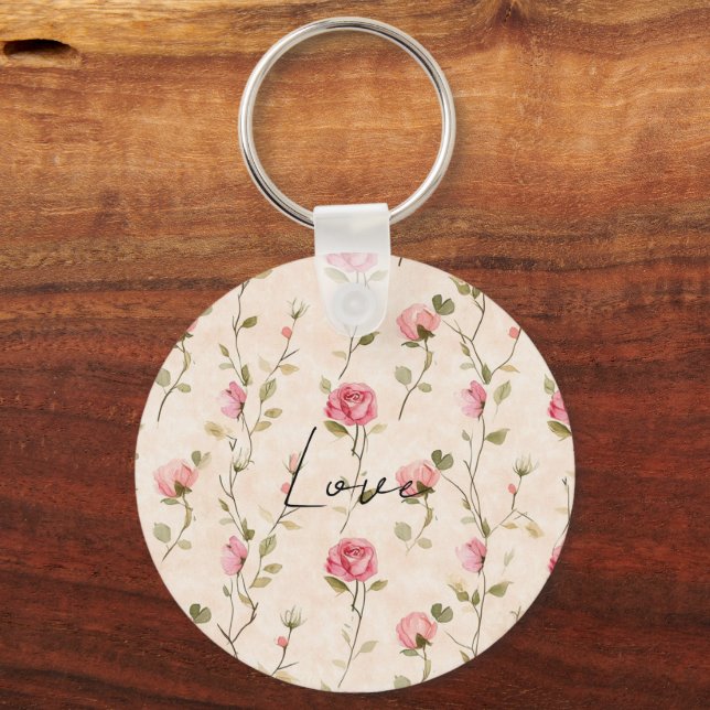 Chaveiro Lindas Rosas Creme Rosa Amor Floral (Frente)