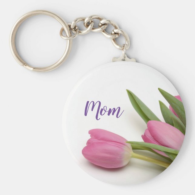 Chaveiro Lindas Tulipas Rosa com Texto (Frente)