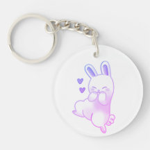 Lindo Acrílico Roxo Pastel Kawaii de Coelho Risonh