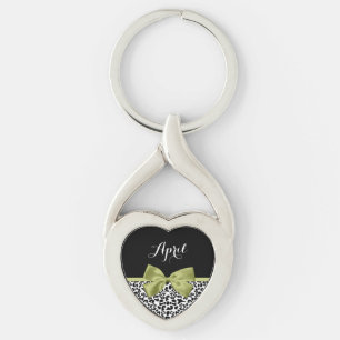 Chaveiro Lindo Arco Verde Primavera com Estampa de Leopardo